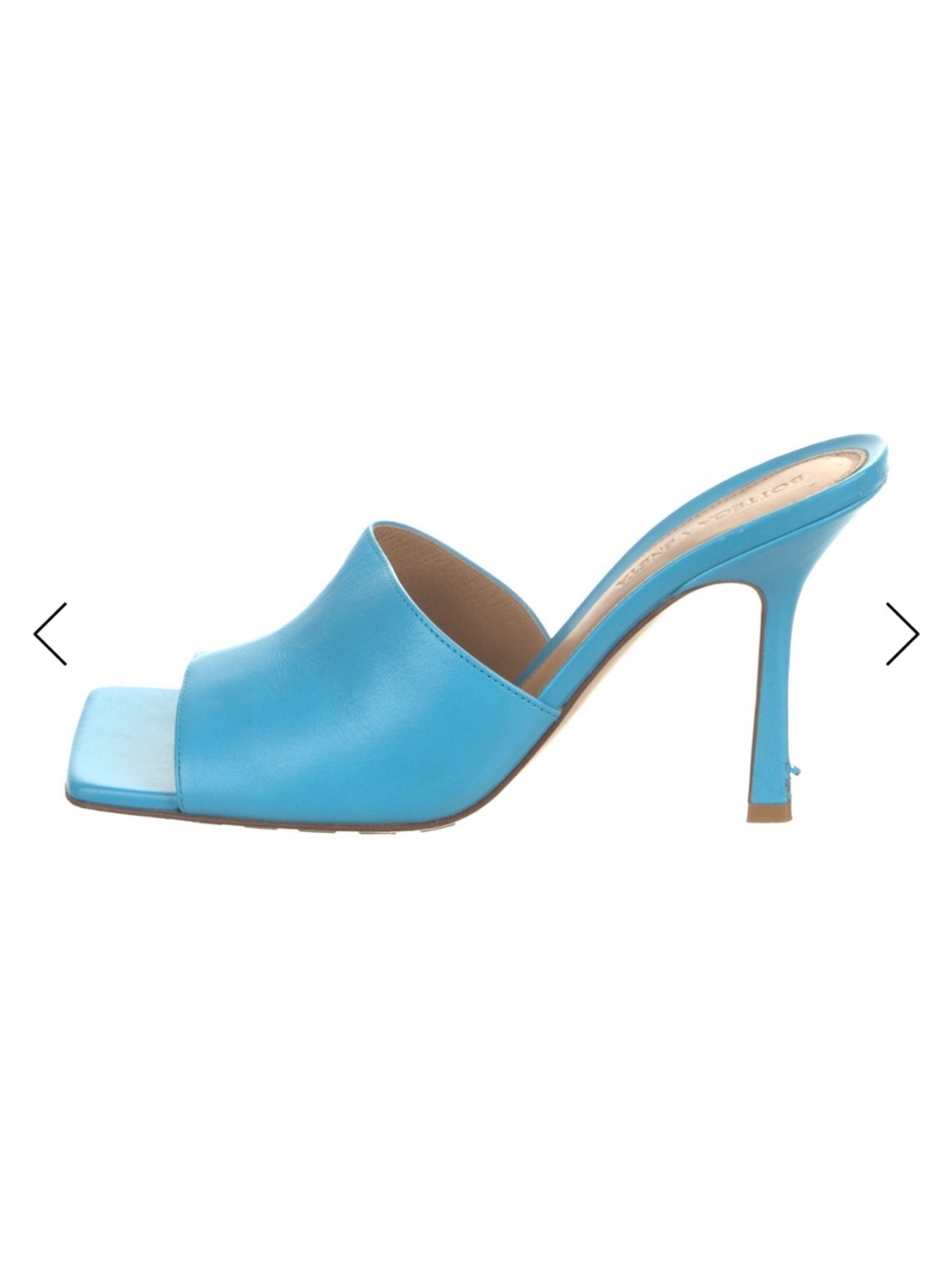 Bottega Veneta Turquoise Leather Square-Toe Stiletto Mule